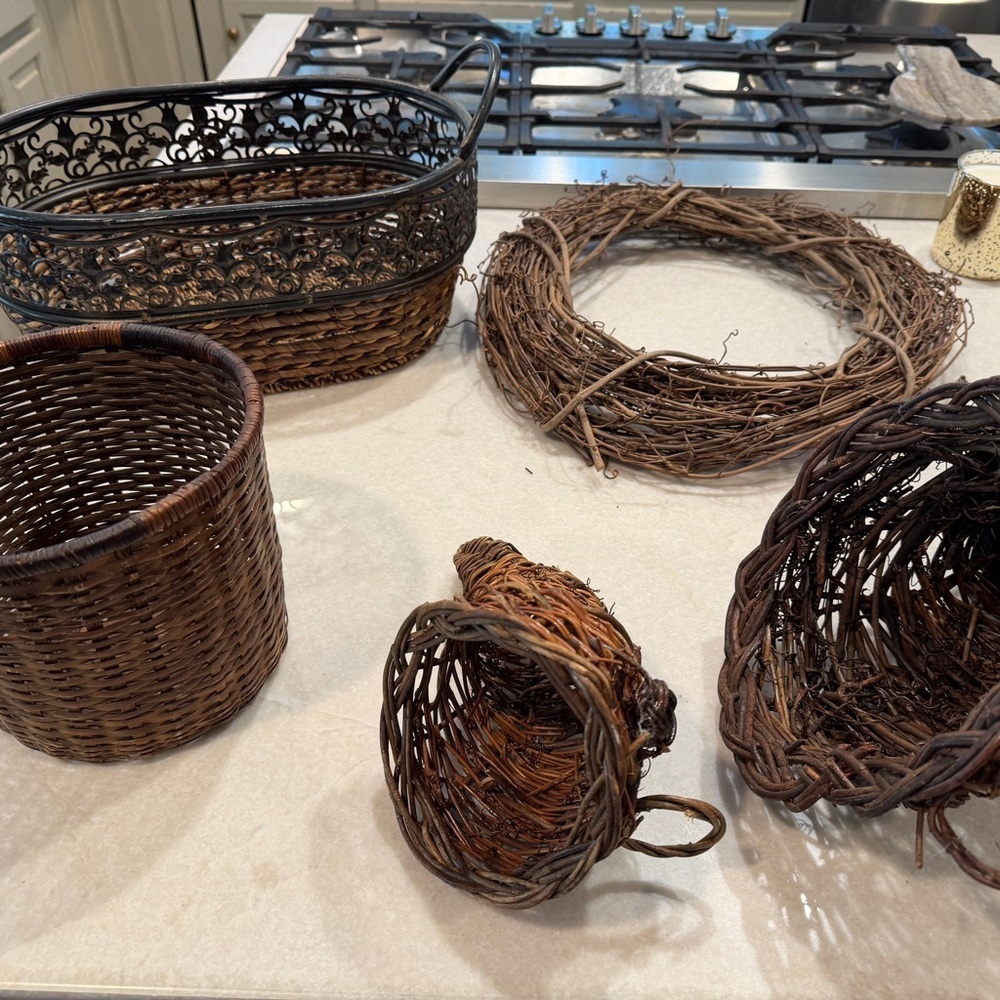 Rustic Wicker Basket Bundle Set